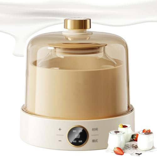 Yogurtera Totalmente automática con recipientes de Vidrio de 1 L, Control de Temperatura y Temporizador, yogurtera Digital, fácil de Limpiar, para Preparar postres Frescos.
