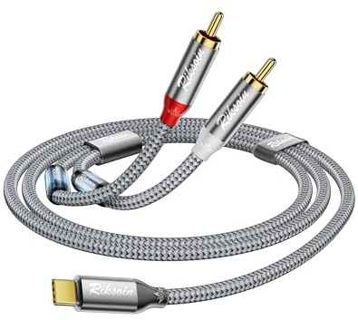Câble audio USB C vers 2RCA - 2 FT/0,6 m - Type C vers RCA mâle vers mâle Y RCA - Câble audio USB-C avec anneau magnétique - Compatible avec iPhone 15, amplificateur, stéréo, home cinéma