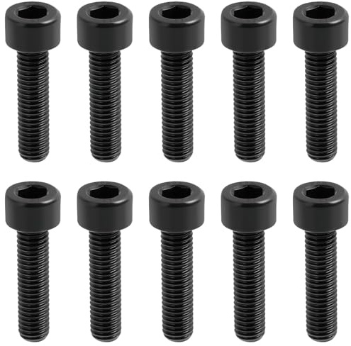 10er Set Fahrrad Vorbau Schrauben M5 x 20 mm, Fahrradschaftschrauben mit Unterlegscheiben, Kegelkopf Schrauben aus legiertem Stahl, Vielseitig einsetzbar für Mountainbikes und Rennräder - Schwarz