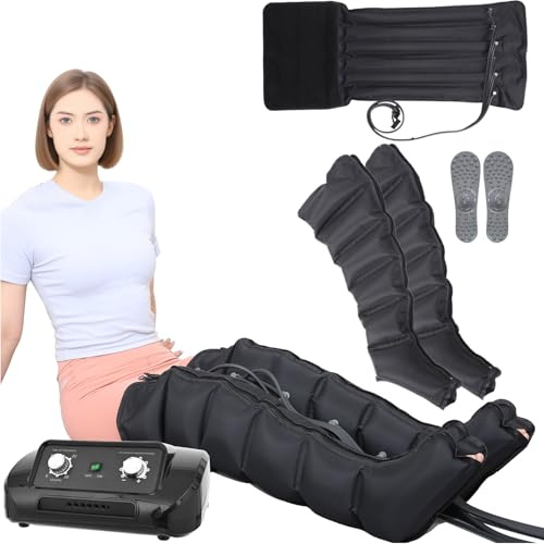 Pressoterapia Linfodrenaggio Professionale 6 Camere D'aria Macchinario Pressoterapia gambe e braccia Addome Glutei per Casa, Apparecchio Pressoterapia,Massaggio Linfodrenante(2 Gambe + 1 Addome)