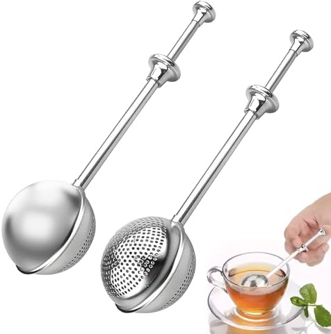 Teezange,2 Stück Teesieb,Teesieb Für Losen Tee,Teeei 304 Edelstahl,Teezange Für Losen Tee,Tee Sieb,Mehl Staubwedel Zum Backen,Für Mehl Gewürze Zucker Kaffee Kakaopulver (Halbes Loch Und Vollloch)