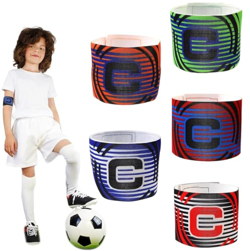 UIEXAY 5 Stück Kapitänsbinde Kinder Fussball,Multicolor Gummizug Spielführerbinde Kinde,Bunt Gestreifte Stretch Armbinde,Elastisches Kapitänsarmband-Abzeichen,Ungefaltetes 31 Cm × 6,5 Cm,Porosi