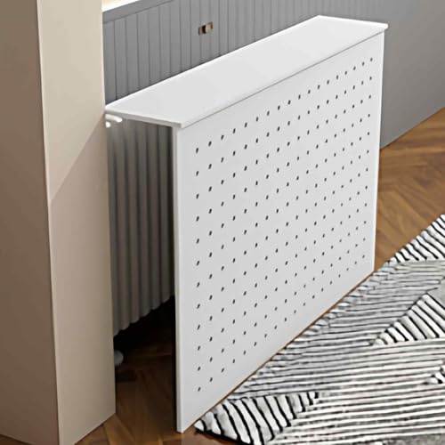 Heizkörperverkleidung für Zuhause, Moderne Heizungsverkleidung aus Holz Verbergen Unansehnliche Heizkörper und Wasserleitungen mit Belüftungslöchern(White,70x60x15cm/28x24x6in)