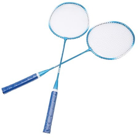 Set di Racchette da Badminton, Set da Badminton Professionale Che Impedisce Lo Scivolamento della Maniglia Ammortizzante 3 Volani Ad Alta tenacità per Principianti per Lo Sport (Blue)