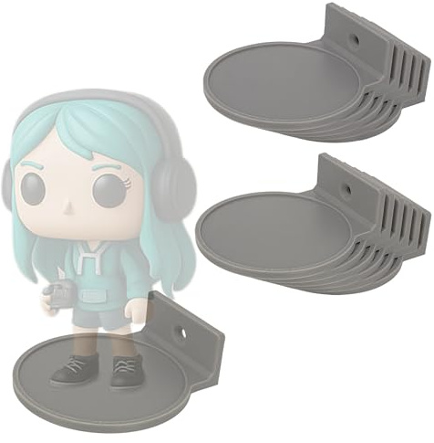 Layerforge Stage Figurenhalter 12er-Set für die Wand – Display-Podest für Sammelfiguren (z. B. Funko Pop) mit Schutzkante – minimalistisches Design, Made in Germany – Grau