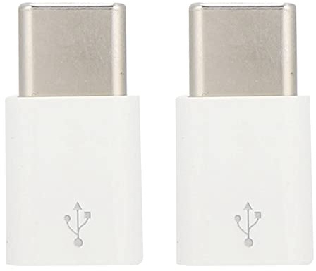 USB C to Micro USB Adapter 2Pcs Small Compact Plug Play Great Compatibility Converter for Data Transfer Charging White ABS