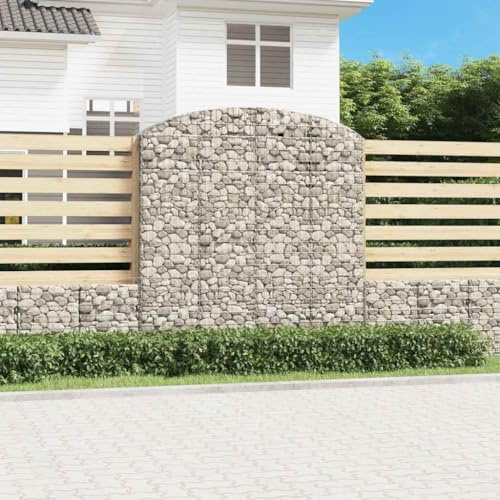 KKHOMEI Gabbione, Gabbione Metallico per Pietre, Gabbia Sassi per Recinzioni, Muri di Sostegno, Divisorio da Parete per Decorazioni da Giardino, 200 x 50 x 200/220 cm
