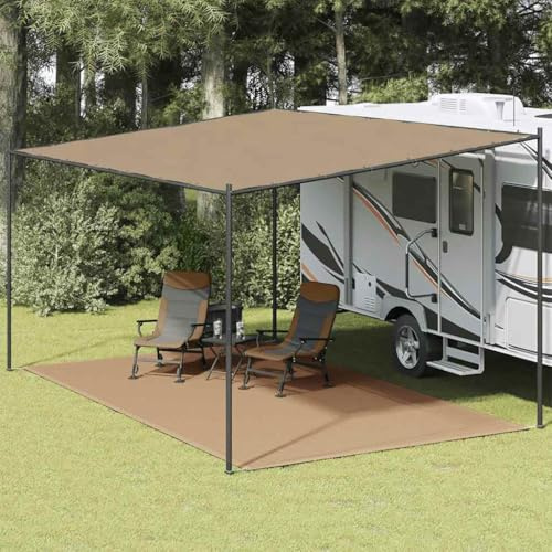 RuiNingRN Zeltteppich 300x500 cm Taupe aus hochdichtem Polyethylen, wetterbeständig, atmungsaktiv mit Ösen, vielseitig zuschneidbar für Camping, Wohnwagen, Terrasse, komfortabler Bodenschutz