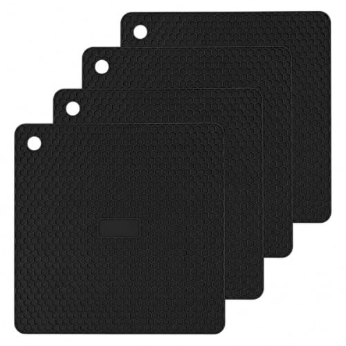 4 PCS Dessous de Plat Silicone, sous Plat Silicone Antidérapant Résistant à la Chaleur jusqu'à 250°C, Tapis Silicone Multifonction pour Cuisine, Table et Ustensiles de Cuisine