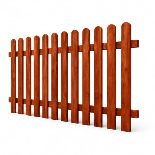 MEGAOFFERTE.IT Staccionata In Legno Di Pino Per Giardino E Recinzioni Decorative Con Doghe Arrotondate Barriera Outdoor Resistente Alle Intemperie 180 x 100 Cm Legno Scuro