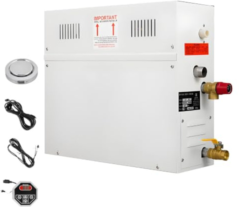 Ofyphth Steam Sauna Generator Kit, Shower Bath SPA Generator, with Self-draining Sytem, Waterproof Controller Fast 3–5 Min Heating, for Home Commercial Use, 4.5KW