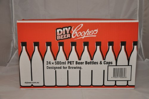 24 Cooper 500ml PET Plastic Amber Home Brew Beer Bottles with Screw Caps