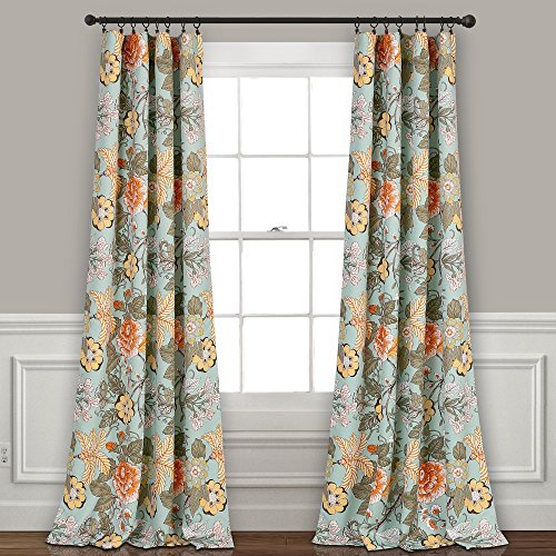 Lush Decor Sydney - Par de Cortinas para Ventana de Sydney oscurecedor, 213 x 132 cm, Color Azul y Verde, Azul y Verde, 84 x 52