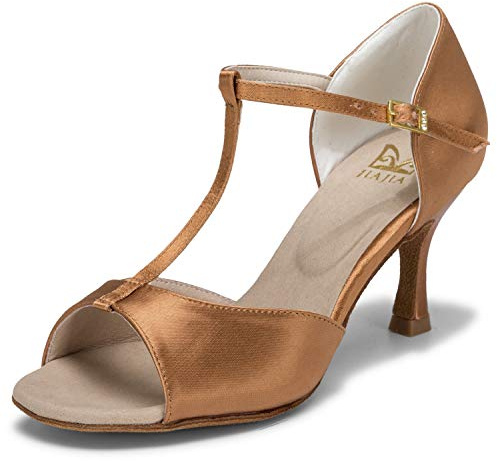 JIAJIA 20511 Latin Women's Sandals 2.7'' Flared Heel Super Satin Dance Shoes