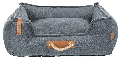 TRIXIE Robustes und hochwertiges Hundebett BE Nordic Bett Föhr Soft, eckig, 60 × 50 cm, grau- 37602
