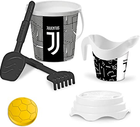 Mondo Toys – BUCKET SET + VATER CAN JUVENTUS – sandhink set ø 17 cm med vattning – 6-delat strandleksaksset för barn från 3 år, strandset – 28627