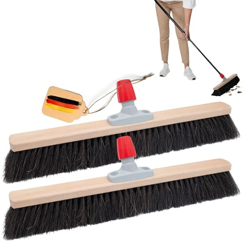 Novaliv 2X Rosshaarbesen 40 cm Besenkopf I Besen ohne Stiel I Rosshaar schwarz I Saalbesen breit Kehrbesen Haushaltsbesen Werkstattbesen Besen Balkon