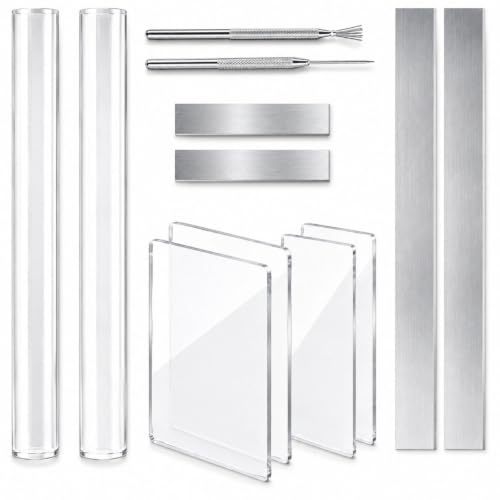 12 Stück Polymer Clay Cutter Werkzeuge Acryl Roller Pin für Modellierung Handwerk Formen Messer Keramik Cutter Slicer Kit Klar Rechteck Blatt Pressbrett Draht Textur Set Nadel Detail Modellierzubehör