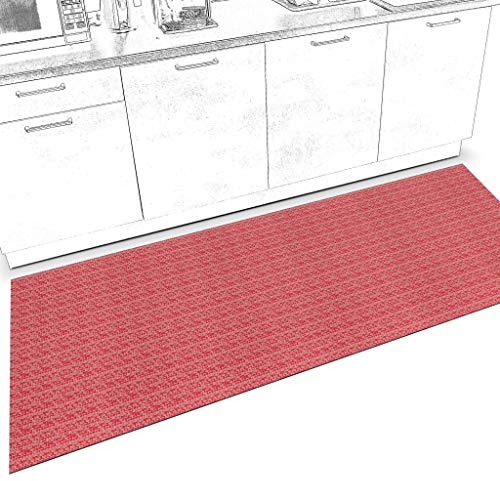ANRO Läufer Teppich-Läufer Flur Küchenläufer rutschfest waschbar Teppichläufer Küchenteppich anpassbar Itaca Rot 160x67cm bis 5m Länge