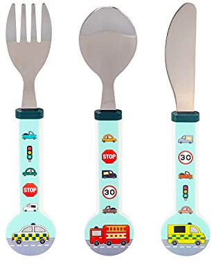 Vehicles Kids 3 Piece Cutlery Set – Includes Knife, Fork and Spoon