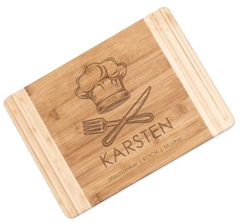 Maverton Bambus Schneidebrett mit Gravur - Servierbrett - Brotzeitbrett massiv - Größe: 35x25 cm - Schneidebrett für Männer - zum Geburtstag - zu Weihnachten - Weihnachtsgeschenke - Koch