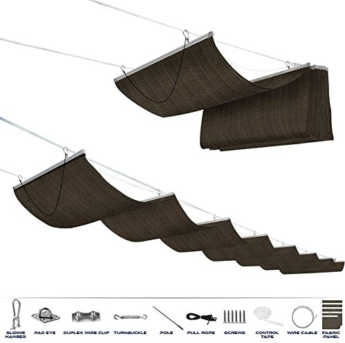 Kit Completo di Copertura Parasole A Baldacchino per Pergola Retrattile, Tenda A Vela per Tende da Sole A Tendina per Tende da Sole per Tende da Sole per Pergola in Legno A Traliccio