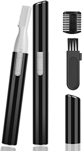 ACWOO Augenbrauentrimmer, Elektrischer Korrekturtrimmer für Körper und Gesicht, Augenbrauenrasierer Augenbrauenschneider für Lippen Schnurrbart Kinn mit Augenbrauenkamm, Batteriebetrieben, Schwarz