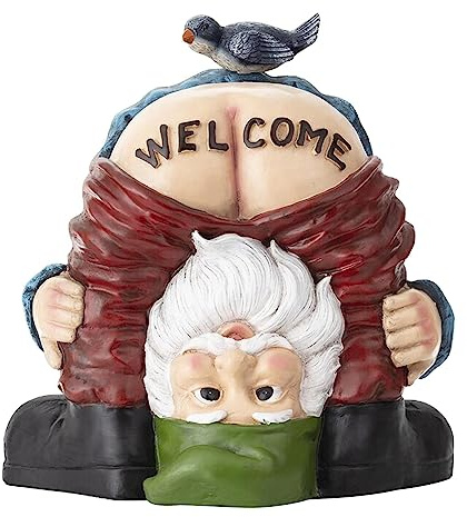 GIMOCOOL Lustige Gartenzwerg Statue | Lustige Willkommens-Zwergfiguren | Gartenzwerg Nackt Gesäß Skulptur | Kleine freche Gartenzwerge als Dekoration für Terrasse, Garten, Balkon