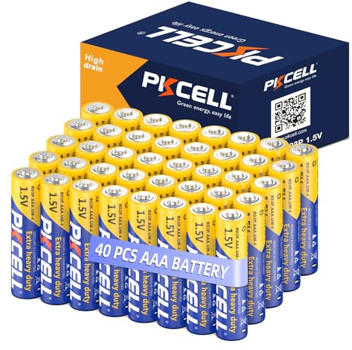 PKCELL AAA Batteries 40 Pack, Triple A Batteries, 1.5V High-Performance Carbon Battery for LED Candles Clock Remote Controls Flashlights