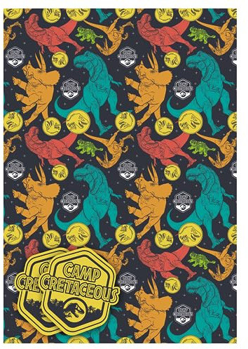Jurassic World Luxus-Geschenkpapier, 2 Bögen, 2 Etiketten, Jurassic World