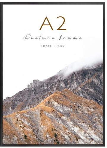 Frametory, A2 Aluminum Poster Frame, Acrylic Front, Thin Metal Picture Frames for 16.5x23.4 Photo, Horizontal/Vertical Wall Mount (1 Pack, Black)