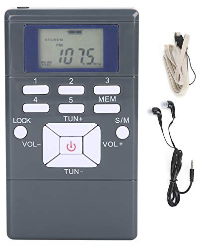 Radio de Bolsillo FM Portátil, Mini Radio Estéreo FM con Sintonización Digital, Funciona con 2 Pilas AAA, con Pantalla LCD, Auriculares, para Caminar, Trotar, Gimnasio, Acampar
