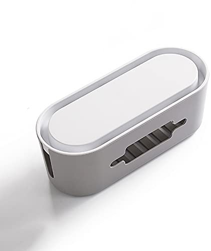 WAOCEO Kabelmanagement Steckdosenstreifen-Aufbewahrungsbox-Schreibtisch-Kabelmanagement-Lösungskabel-Organizer-Kasten, ABS-Material, obere Nut und rutschfeste Fußkissen Kabelbox (Color : Grigio)