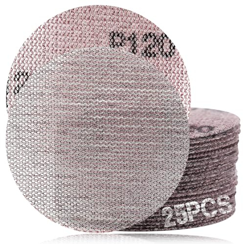 SPEEDWOX 3-Inch 120 Grit Mesh Abrasive Dust Free Sanding Discs, Virtually Dust-Free, Box of 25 Discs, Sanding Discs Hook And Loop For Metal, Wood, Composites, Stock Removal, And Fine Finishing