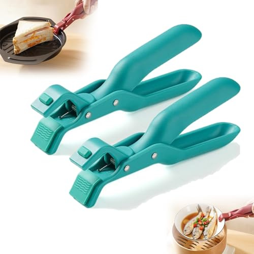 2Pcs Anti-scalding Bowl Holder - Multi-Purpose Anti-Scald Bowl Holder Clip for Kitchen - Silicone Anti-Scalding Hot Plate Tongs Bowl Plate Clips - Kitchen Tool for Bowl, Pan, Plates (Green)