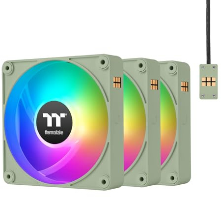 Thermaltake CT120 EX ARGB Reverse PC Cooling Fan Matcha Green 3-Fan Pack, Magnetic Connection, 5V Motherboard Sync, 16.8 Million Colors 9 Addressable LEDs, 120 mm Case/Radiator Fan, CL-F198-PL12MG-A