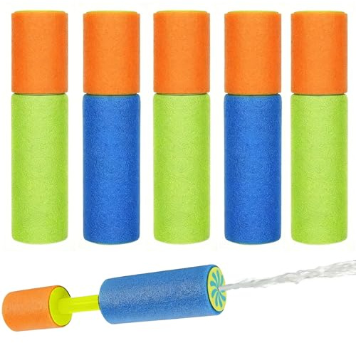 KHDULQ Wasserpistole Kinder 6 Stück Wasserpistolen Schaumstoff | 15CM Wasserspritzpistole BuntSpritzpistole Wasser Bunte für Jungen und Mädchen Party Strand Pool Spielzeug