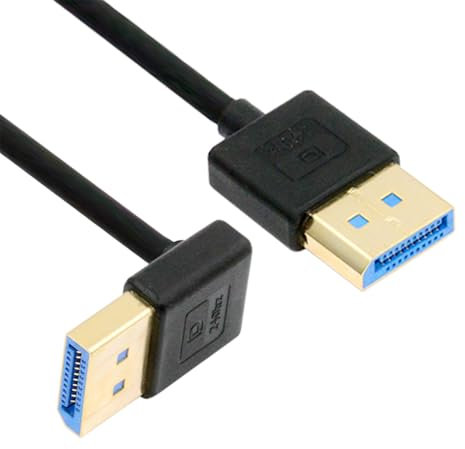 NFHK Câble DisplayPort 1.4 DP vers DP ultra fin coudé à gauche 8K 60 Hz Ultra HD UHD 4K 144 Hz 90 degrés pour ordinateur de bureau et moniteur d'ordinateur portable 100 cm