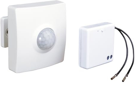 Détecteur de Mouvement Infrarouge sans Fil va et Vient, Blanc, portée 8m. Garantie 3 Ans - Tibelec