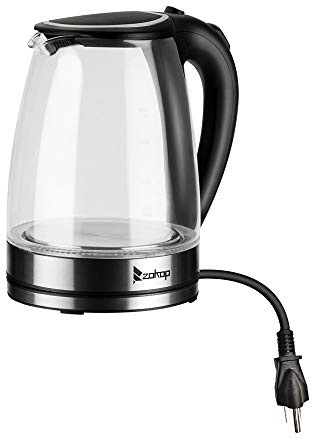 2000W Water Boiler, 1.8 Electric Glass Kettle with LED Light, Auto Shut-Off & Boil-Dry Protection