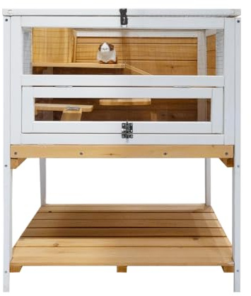 Hamsterkäfig Gino Deluxe Kleintierkäfig Holz mit Ablage HTI living