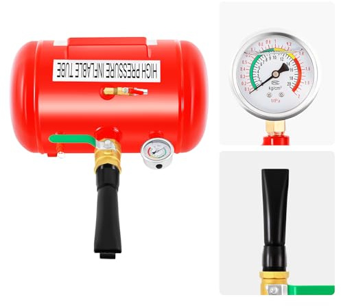 Tragbarer Lufttank 20 L Druckluftbehälter 5,28 Gallonen Reifenfüller mit Manometer Genaue Erkennung Reifendruckfüller Max. 10 bar Reifenfüllkanone, für Große Autoreifen Vakuumreifen Aufblasen