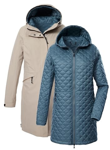 Killtec Donna Parka funzionale 3 in 1 con cappuccio, giacca impermeabile e trapuntata con zip KOW 22 WMN JCKT, hell taupe, 42, 43312-000