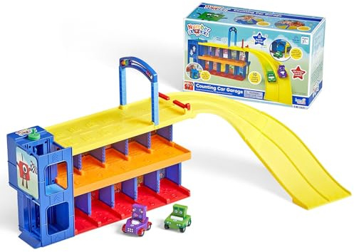 hand2mind Counting Car Garage, Race Car Track, Toy Vehicle Playsets, Parking Garage, Pretend Play Sets for Preschoolers, Preschool Math Learning Activities, Numbers for Toddlers, Kids Birthday Gifts