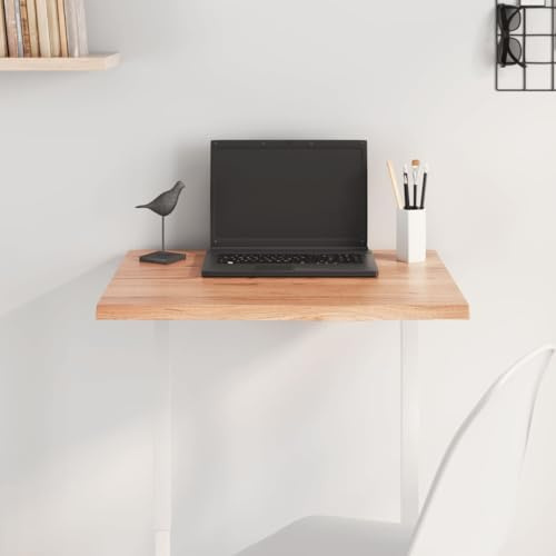 Mimdixy Piano di lavoro da cucina, piano da lavoro, piano da pranzo, 60 x 50 x 2 cm, in legno massello di quercia, trattato per scrivania, tavolo da pranzo