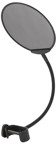 Tbest Filtro Anti-pop per Microfono Schermo Antivento a Doppio Strato 360° Maglia Antispruzzo a Collo di Cigno Regolabile per Studio di Registrazione Trasmissione in Diretta Lega di