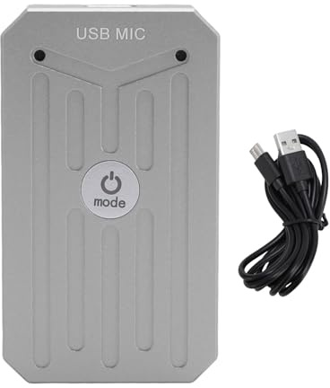 WOHPNLE Microfono USB, microfono con riduzione del rumore a 2 canali, microfono omnidirezionale a 360° per streaming live, registrazione di giochi e conferenze (Gris meteorito)