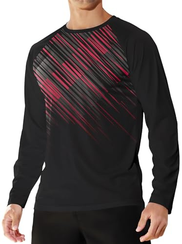 APTRO Herren Sport Tshirts Langarm UV T Shirt Funktionsshirt atmungsaktive Fitness Trikot Schnelltrocknend Training Laufshirt Rot 3XL