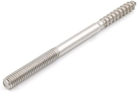Design61 10x Edelstahl Stockschraube Doppelgewindeschraube Schraubstifte mit Holzgewinde & Metrischem Gewinde Verbindungsschraube für Holz Metall Dübelmontage (M6 x 100 mm, 10, stück)