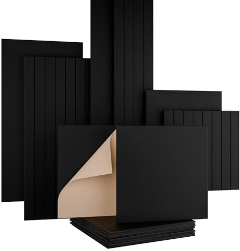 AKUSTIKO Akustikpaneele Selbstklebend 60x60cm - 8 Stück Schwarz Akustik Wandpaneele Schallschutz & Raumakustik Panels Filz 9mm Hexim Decken- & Wandverkleidung Raum Atmosphäre (2.88m²)
